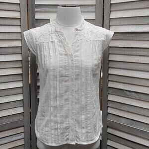 Cap Sleeve Dobby Blouse W/Lace | Architect | Petite Small